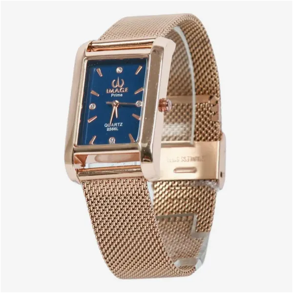 Image Rose Gold Chain Blue Dial Watch For Women